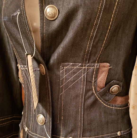 NWT Click Collection navy denim stretch jacket sz8 - Picture 2 of 7